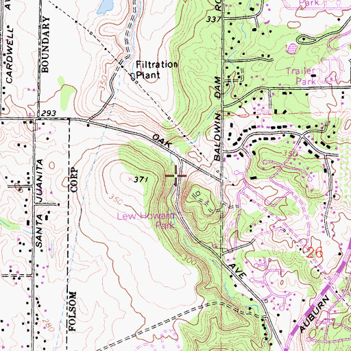 Topographic Map of Folsom City Fire Department Station 36, CA