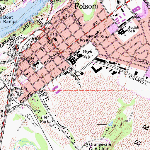 Topographic Map of Folsom Lake High School, CA