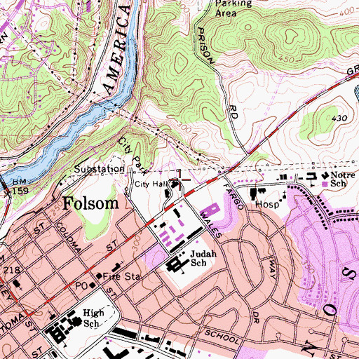 Topographic Map of Folsom Police Department, CA
