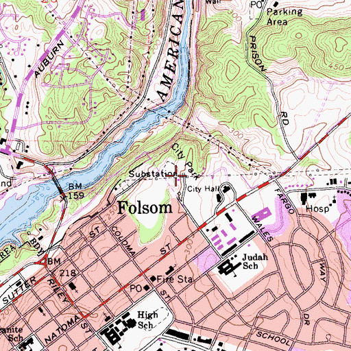 Topographic Map of Folsom Zoo, CA