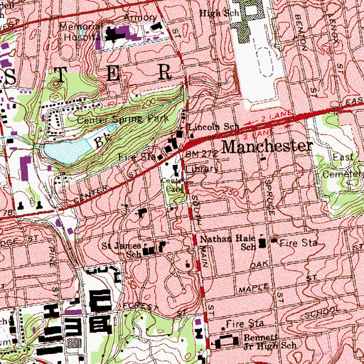 Topographic Map of Center Park, CT