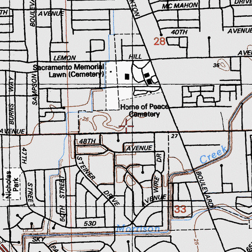 Topographic Map of Genesis High School, CA