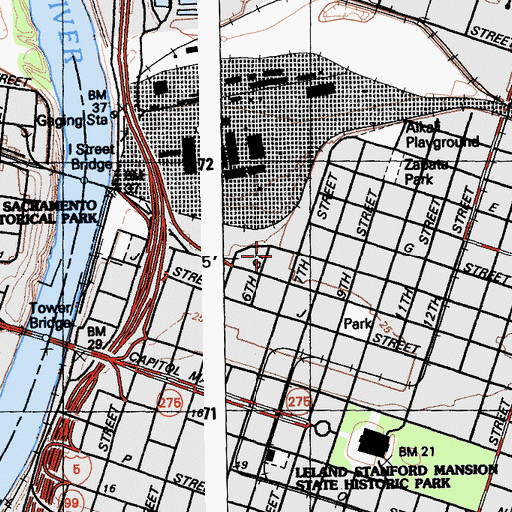 Topographic Map of Hall of Justice - Public Law Library, CA
