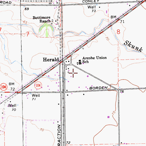 Topographic Map of Herald Post Office, CA