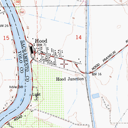 Topographic Map of Courtland Fire Protection District Station 92, CA