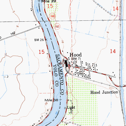 Topographic Map of Hood Post Office, CA