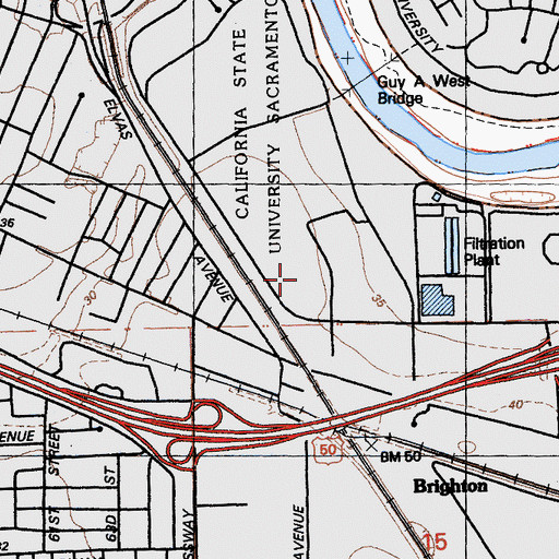 Topographic Map of Hornet Stadium, CA