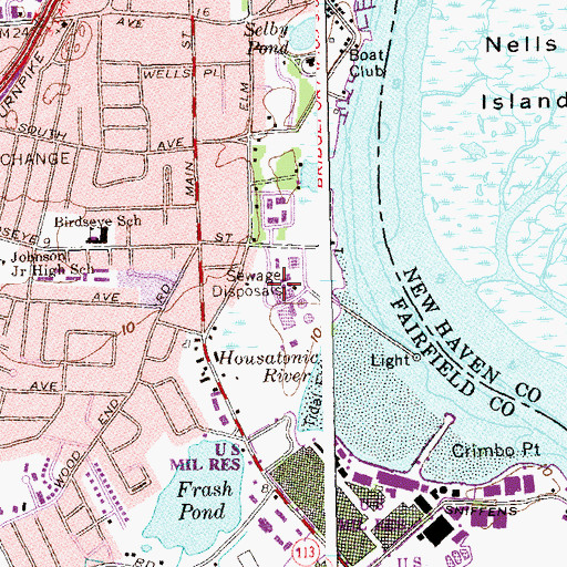 Topographic Map of Center High School, CT