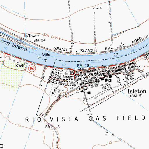 Topographic Map of Isleton Fire Station, CA