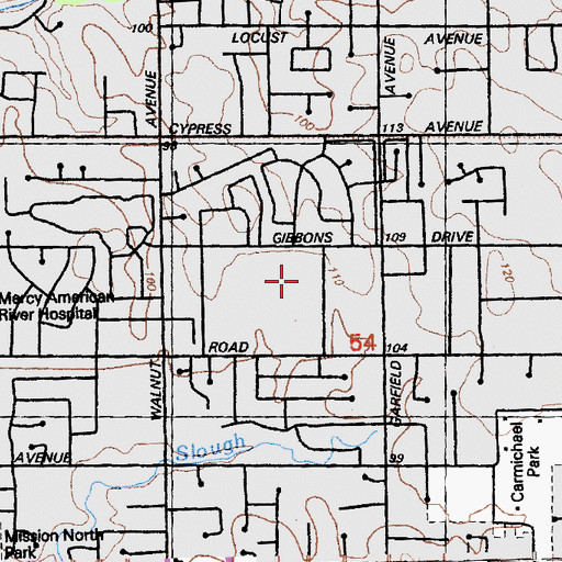 Topographic Map of Jane Lathrop School, CA