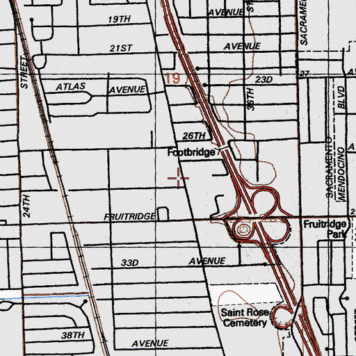 Topographic Map of Joseph E City of Sacramento Police - Rooney Police Facility, CA