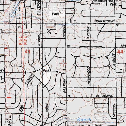 Topographic Map of Merryhill Middle School, CA