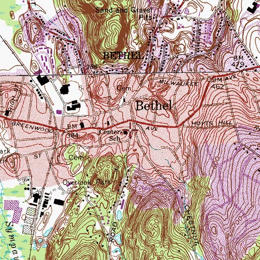 Topographic Map of Center School, CT