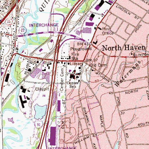 Topographic Map of Center School, CT
