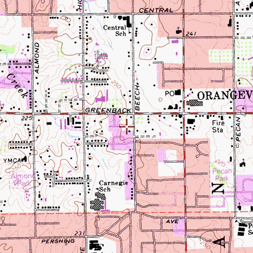 Topographic Map of Orangevale Neighborhood Library, CA
