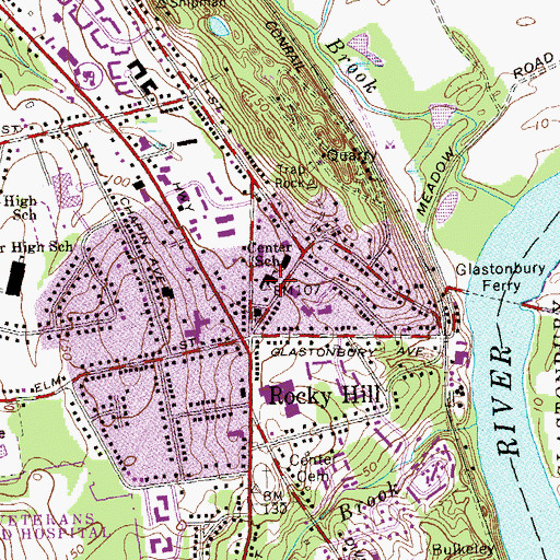 Topographic Map of Center School, CT
