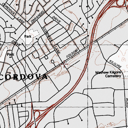 Topographic Map of Rancho Cordova Post Office, CA
