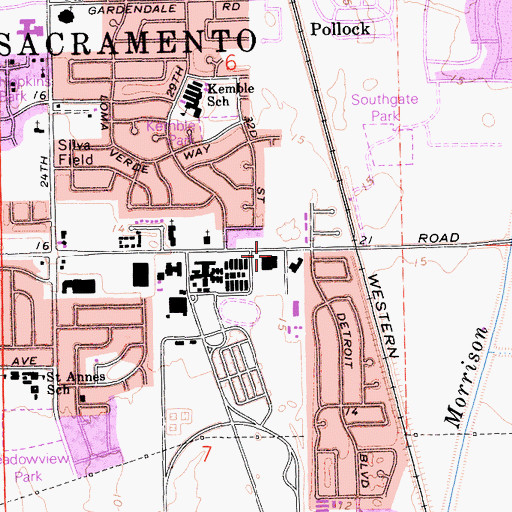 Topographic Map of Sacramento Armory, CA