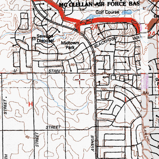 Topographic Map of Sacramento County Sheriff - Northwest Service Center, CA