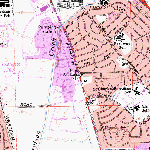 Topographic Map of Sacramento City Fire Department Station 57, CA