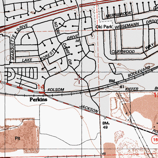 Topographic Map of Sacramento City Fire Department Station 60, CA