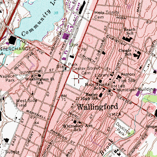 Topographic Map of Center Street Cemetery, CT