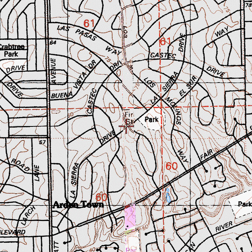 Topographic Map of Sacramento Metro Fire Station Number 107, CA