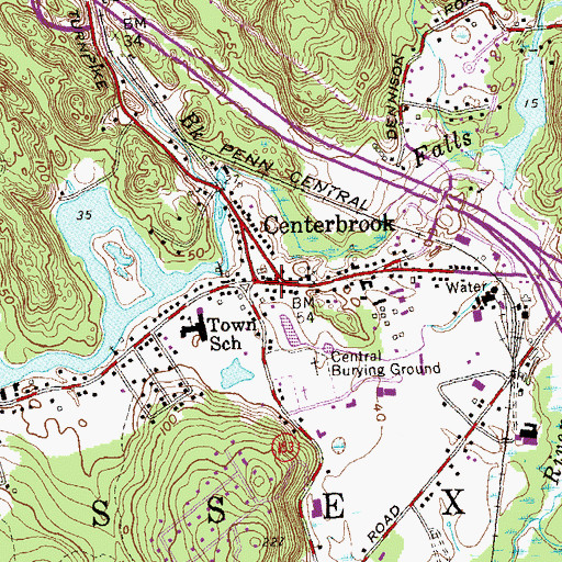 Topographic Map of Centerbrook, CT