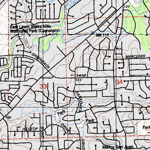 Topographic Map of Sacramento Metropolitan Fire District Station 23, CA