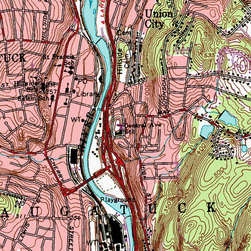 Topographic Map of Central Ave School, CT
