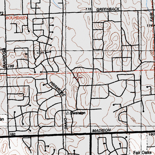 Topographic Map of Saint Marks Lutheran School, CA
