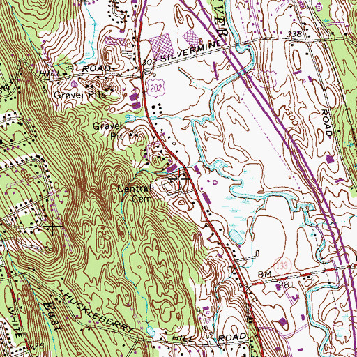 Topographic Map of Central Cemetery, CT