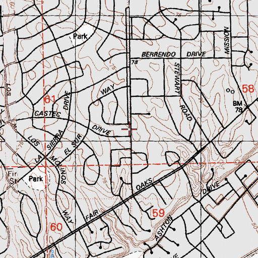 Topographic Map of Sierra School at Eastern - Lower School, CA