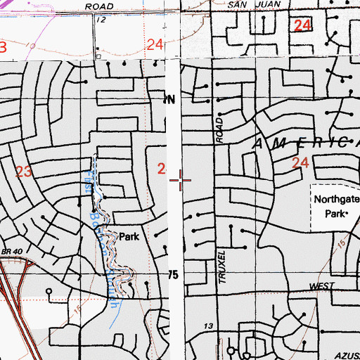 Topographic Map of South Natomas Library, CA