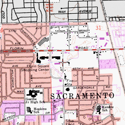 Topographic Map of South Sacramento Islamic Center, CA