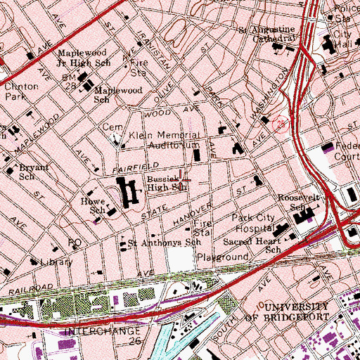 Topographic Map of Central High School Magnet School, CT