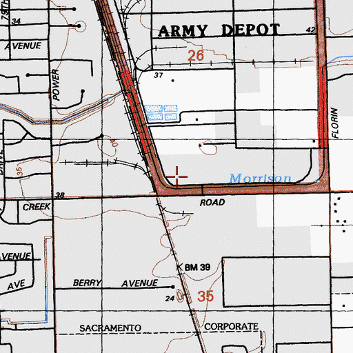 Topographic Map of United States Coast Guard - Air Station Sacramento, CA