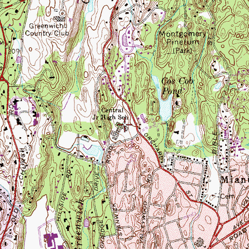 Topographic Map of Central Middle School, CT