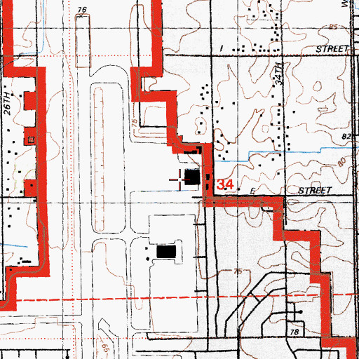 Topographic Map of US Navy and US Marine Corps Reserve Center, CA