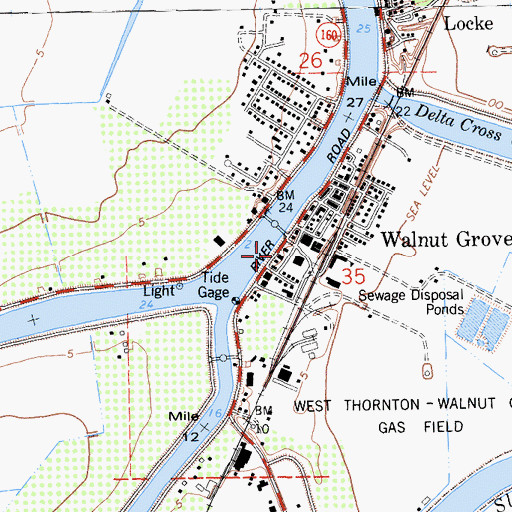 Topographic Map of Walnut Grove Post Office, CA