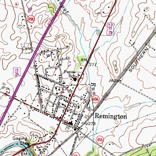 Topographic Map of John Barton Payne High School (historical), VA