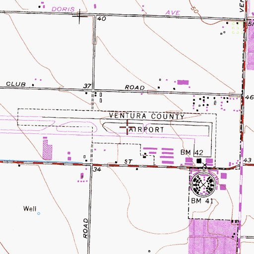 Topographic Map of Naval Auxiliary Air Station Ventura County (historical), CA