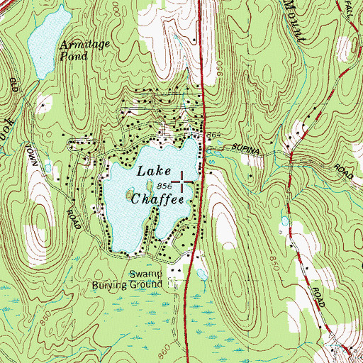 Topographic Map of Lake Chaffee, CT