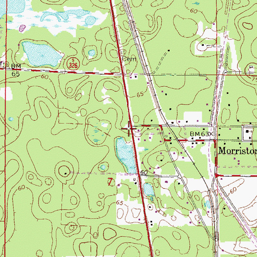 Topographic Map of Morriston Post Office, FL