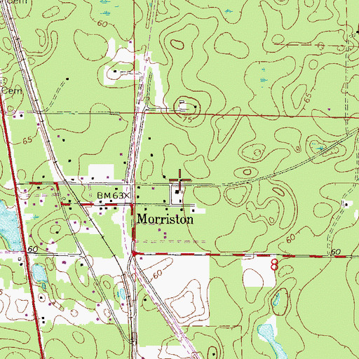 Topographic Map of Morriston Baptist Church, FL