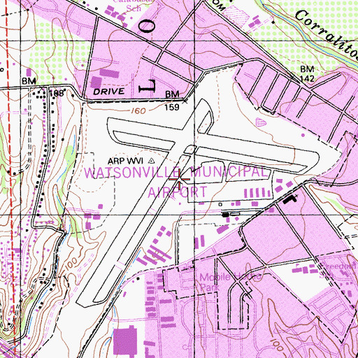 Topographic Map of Naval Auxiliary Air Station Watsonville (historical), CA