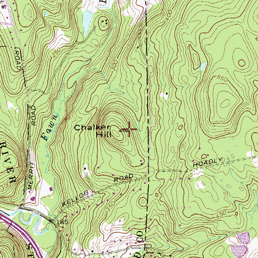 Topographic Map of Chalker Hill, CT