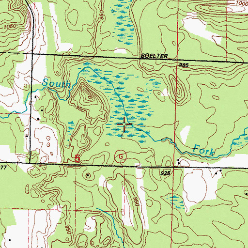 Topographic Map of Keller Whitcomb Creek Woods State Natural Area, WI