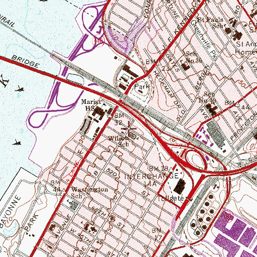 Topographic Map of Bayonne Fire Department Engine Company 6 Ladder Company 3, NJ
