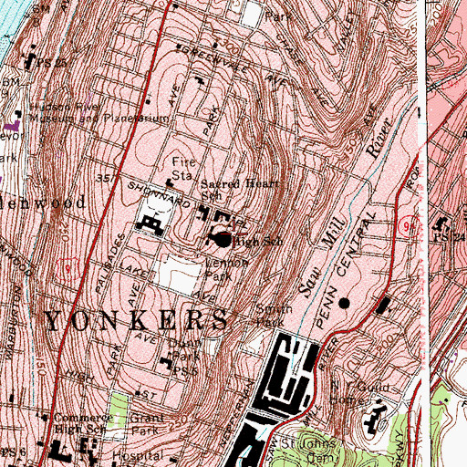 Topographic Map of Sacred Heart High School, NY